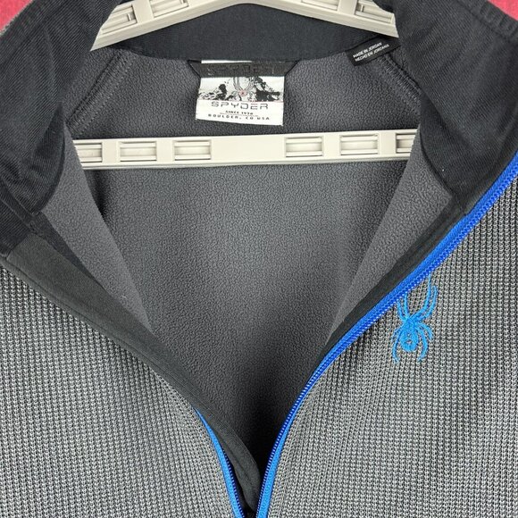 SPYDER MEN'S OUTBOUND 1/4 ZIP PULLOVER, GRAY, BLACK, BLUE ZIPPER, LOGO, SIZE L - Picture 3 of 12